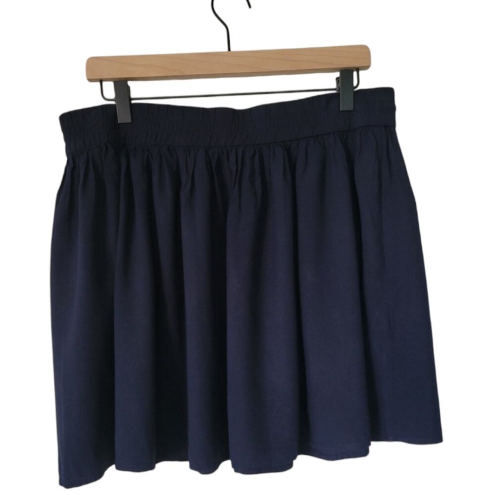 MNG Casual Navy Blue Flowy Skirt Size Medium Elastic Waist Drawstring Pockets - Picture 3 of 6